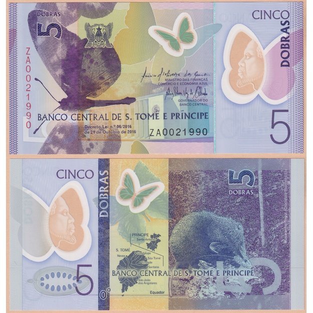 San Tomė ir Prinsipė 5 dobros 2016 p#70r UNC REPLACEMENT