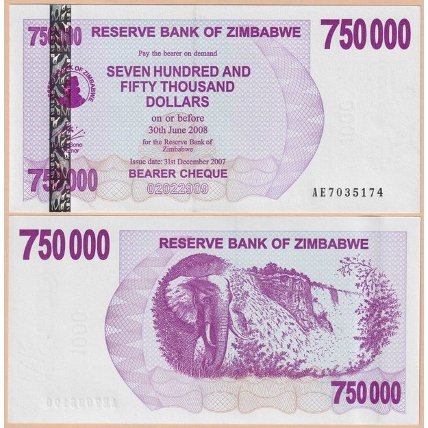 Zimbabvė 750000 dolerių 2007 p#52 UNC