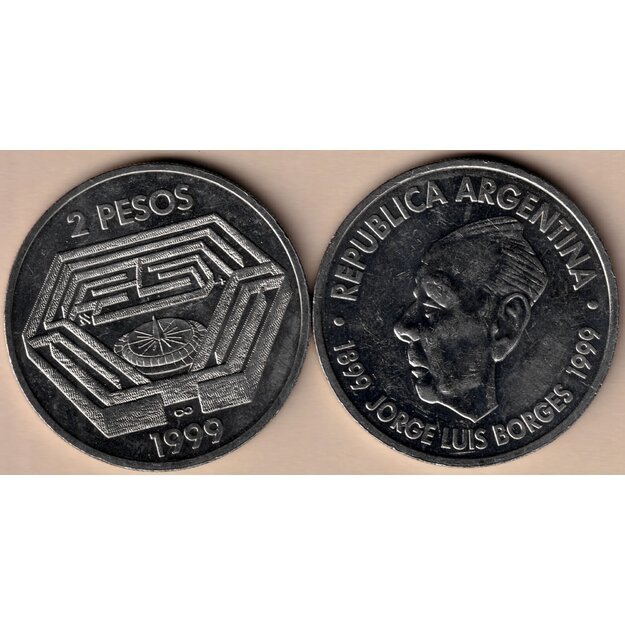 Argentina 2 pesos 1999 Jorge Luis Borges UNC