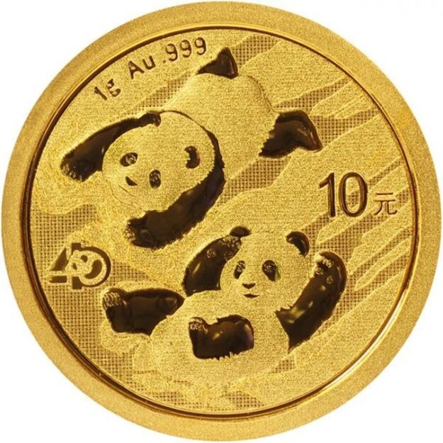 Kinija 10 juanių 2022 Panda Au UNC