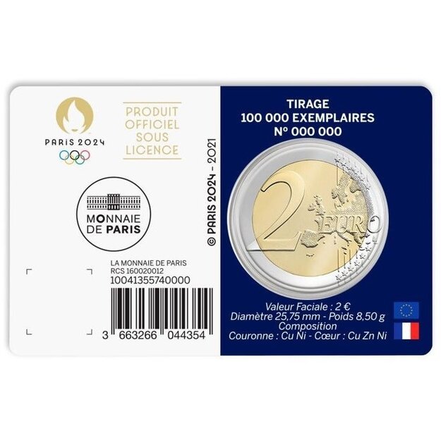 Prancūzija 5 kortelių rinkinys 2021-  2 eurai Olimpinės žaidynės BU