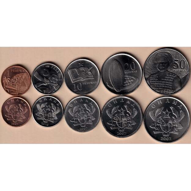Gana 5 monetų rinkinys 2007-2016 UNC