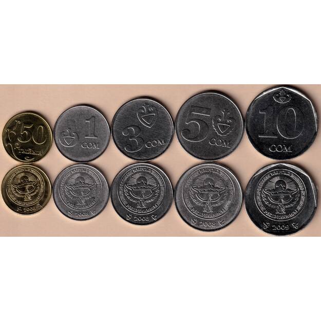 Kirgizstanas 5 monetų rinkinys 2008-2009 UNC