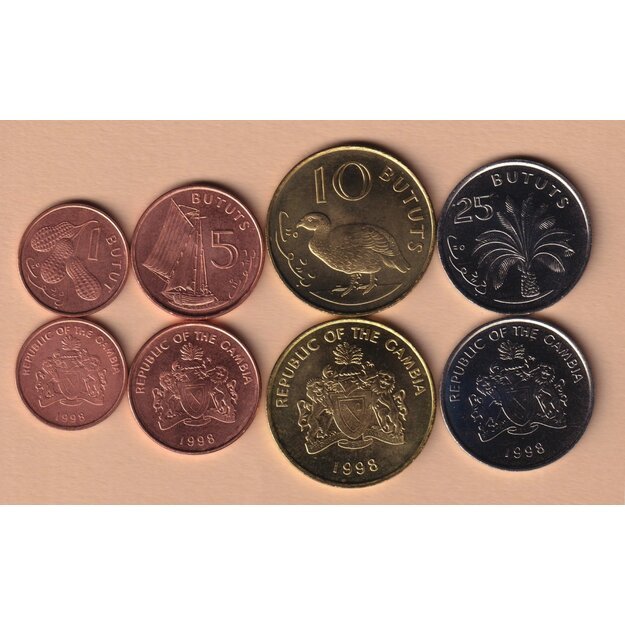 Gambija 4 monetų rinkinys 1998 UNC