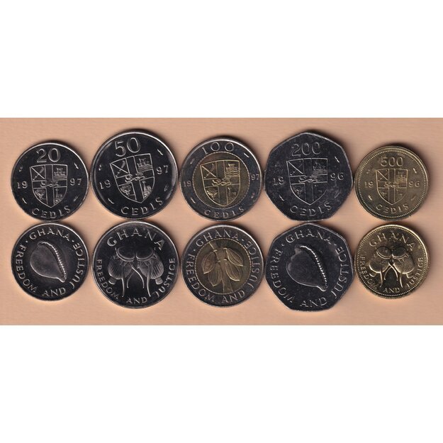 Gana 5 monetų rinkinys 1996-1997 UNC