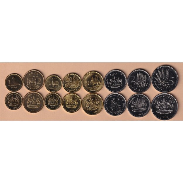 Lesotas 8 monetų rinkinys 1992-2010 UNC