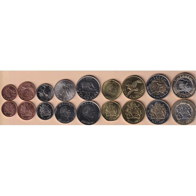 Malavis 9 monetų rinkinys 1996-2006 UNC