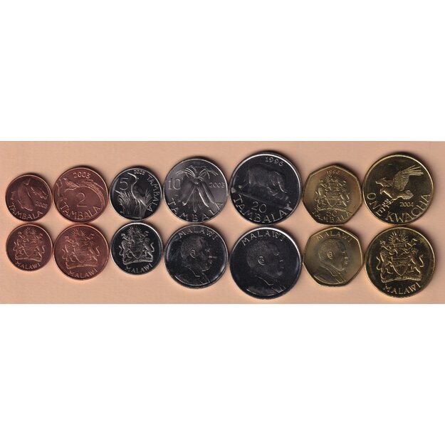 Malavis 7 monetų rinkinys 1996-2004 UNC