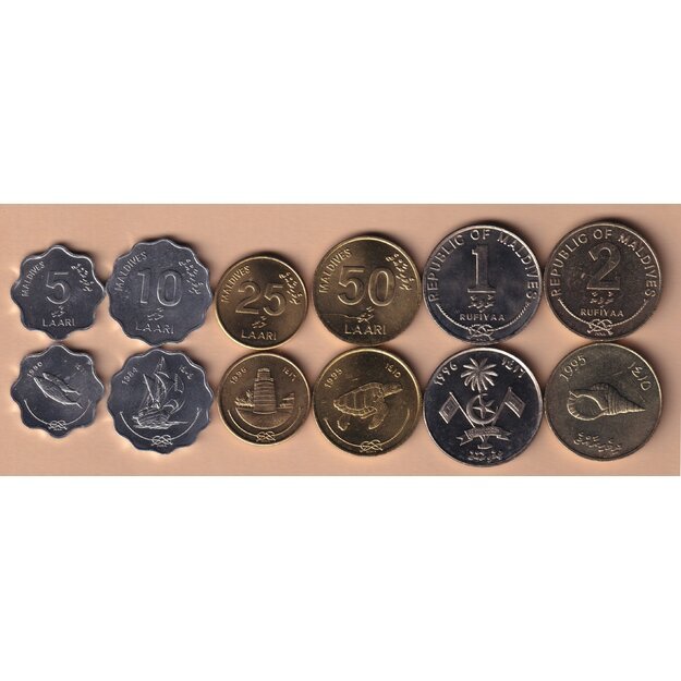 Maldyvai 6 monetų rinkinys 1984-1996 UNC