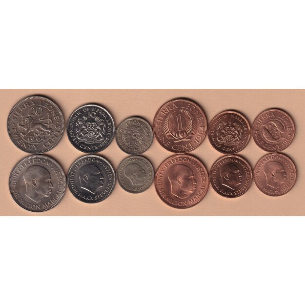 Siera Leonė 6 monetų rinkinys 1964-1984 UNC