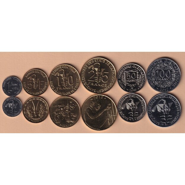 Vakarų Afrika 6 monetų rinkinys 1984-2015 UNC