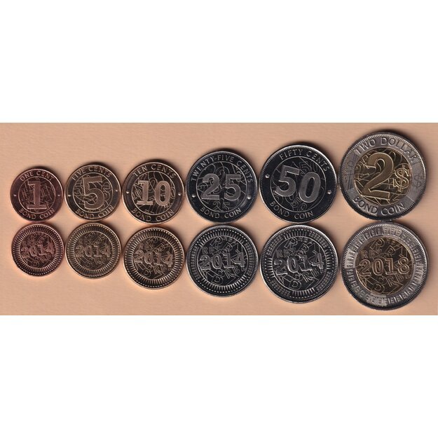 Zimbabvė 6 monetų rinkinys 2014-2018 UNC