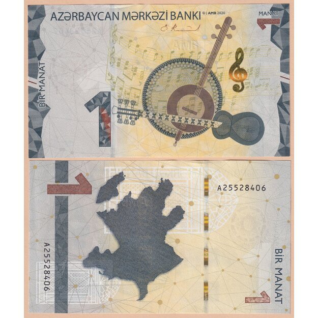 Azerbaidžanas 1 manatas 2020 p#W38 (100 vnt.) UNC