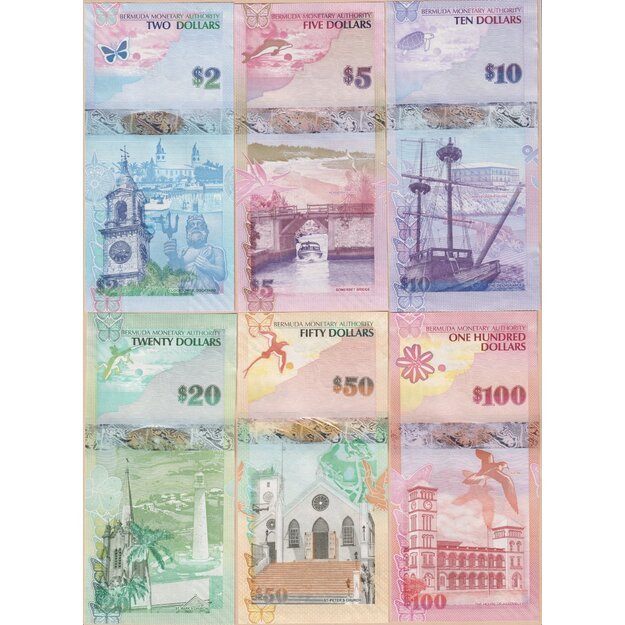 Bermudai 6 banknotų 2009-2012 rinkinys p#57-p#62 UNC