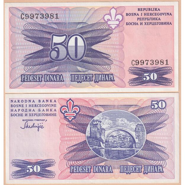 Bosnija ir Hercegovina 50 dinarų 1993 p#47 aUNC