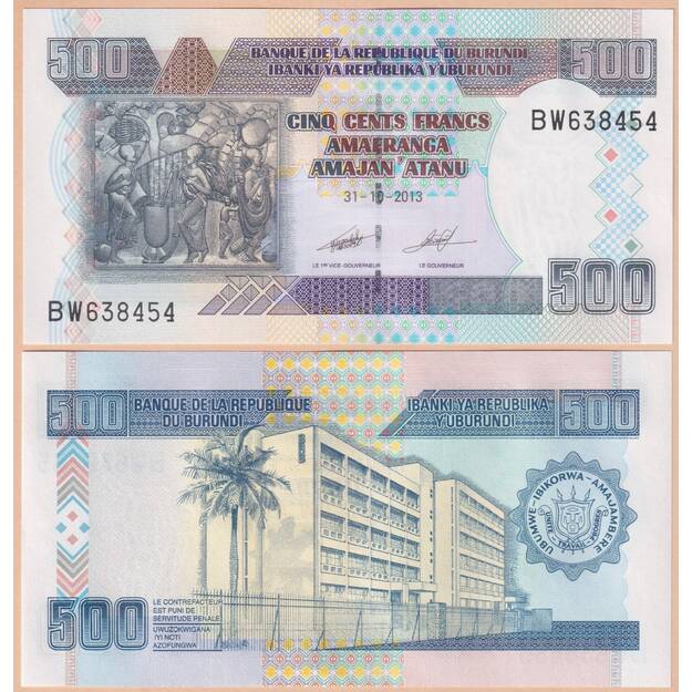Burundis 500 frankų 2013 p#45c UNC