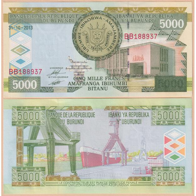 Burundis 5000 frankų 2013 p#48 c