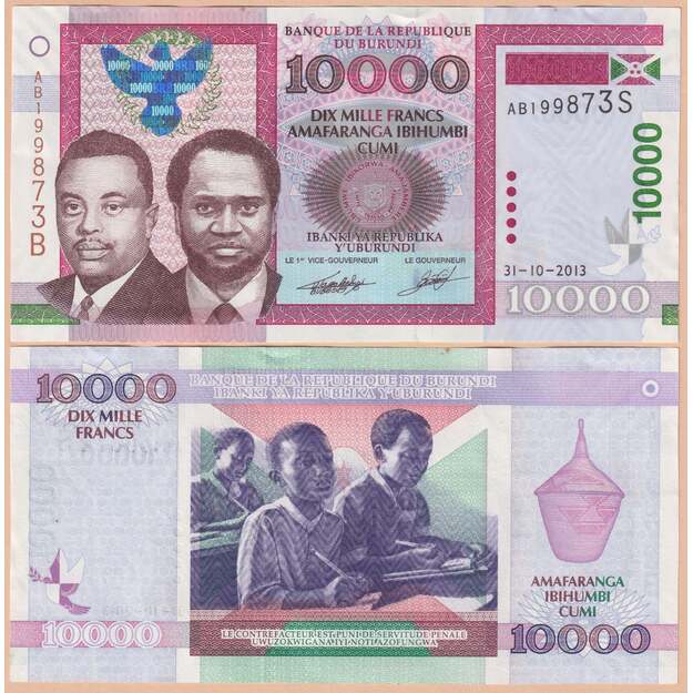 Burundis 10000 frankų 2013 p#49b UNC