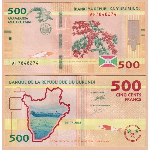 Burundis 500 frankų 2018 p#50 UNC