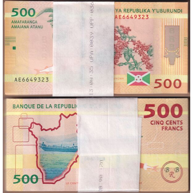 Burundis 500 frankų 2018 p#50 (100 vnt.) UNC