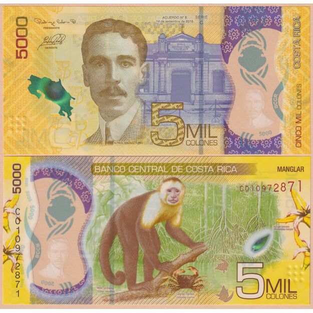 Kosta Rika 5000 kolonų 2018 p#W282 UNC