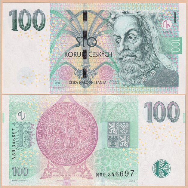 Čekijos Respublika 100 kronų 2018 p#18 UNC