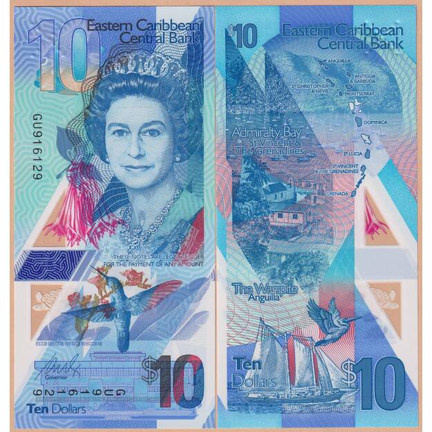 Rytų Karibų Valstybės 10 dolerių 2019 p#W57 UNC