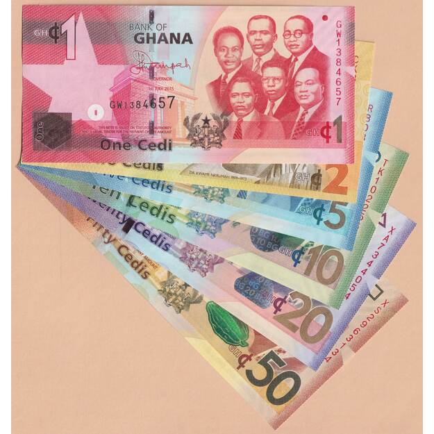 Gana 6 banknotų 2015-2017 rinkinys p#37-p#42 UNC