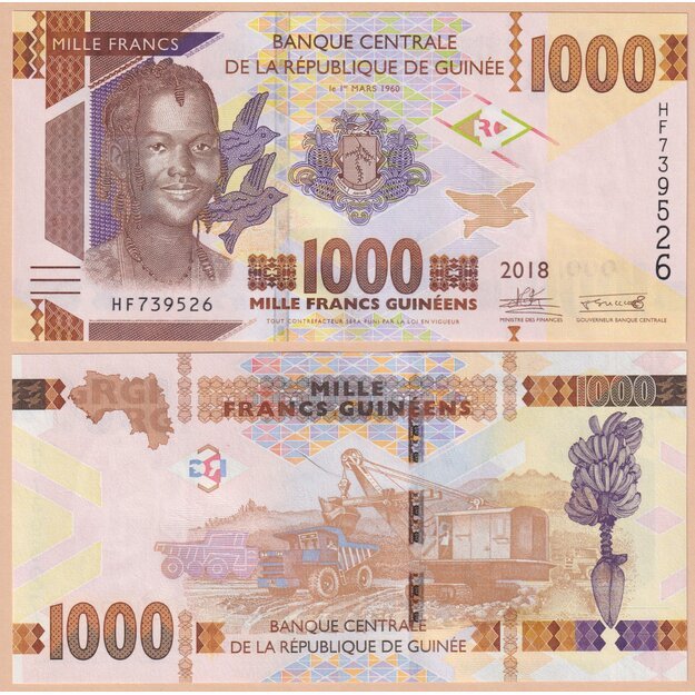 Gvinėja 1000 frankų 2018 p#48 UNC