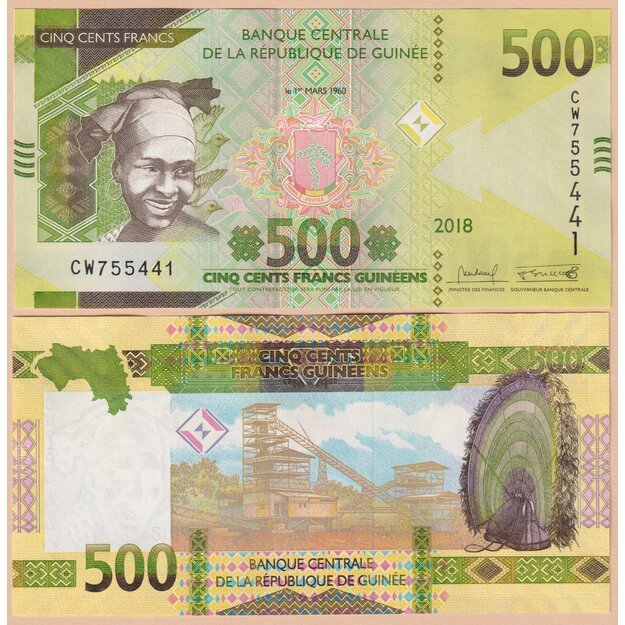 Gvinėja 500 frankų 2018 p#W52 UNC