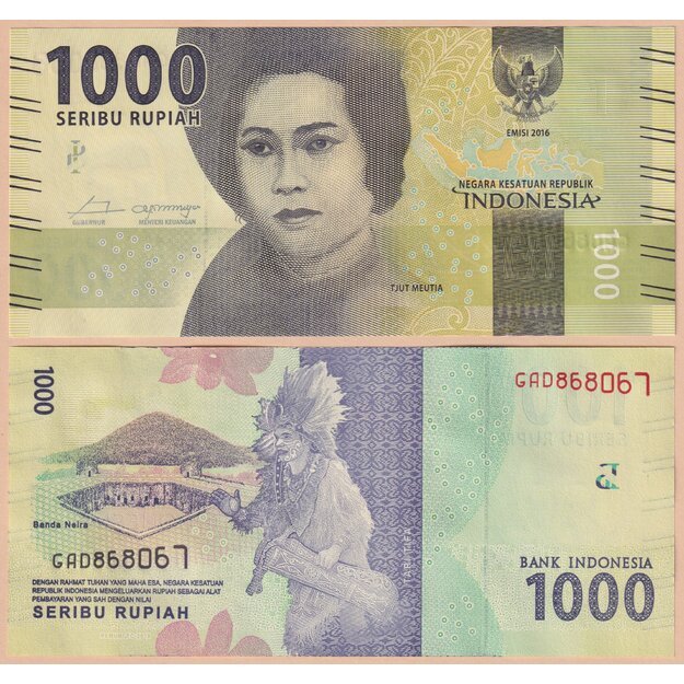 Indonezija 1000 rupijų 2016 p#154c.1 UNC