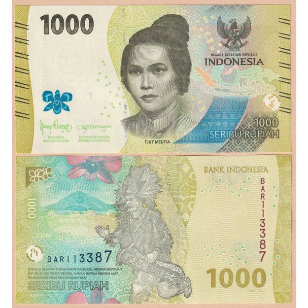 Indonezija 1000 rupijų 2022 p#W162 UNC