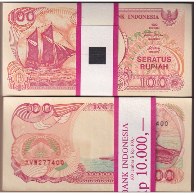 Indonezija 100 rupijų 1992 (2000) p#127h (100 vnt.) UNC
