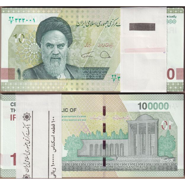 Iranas 100000 rialų  2021 p#163(1) (100 vnt.) UNC