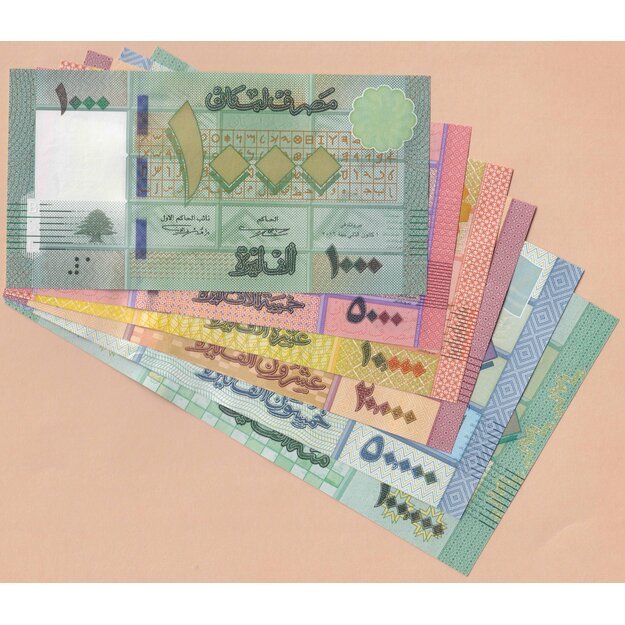 Libanas 6 banknotų 2011-2022 rinkinys p#90-95 UNC