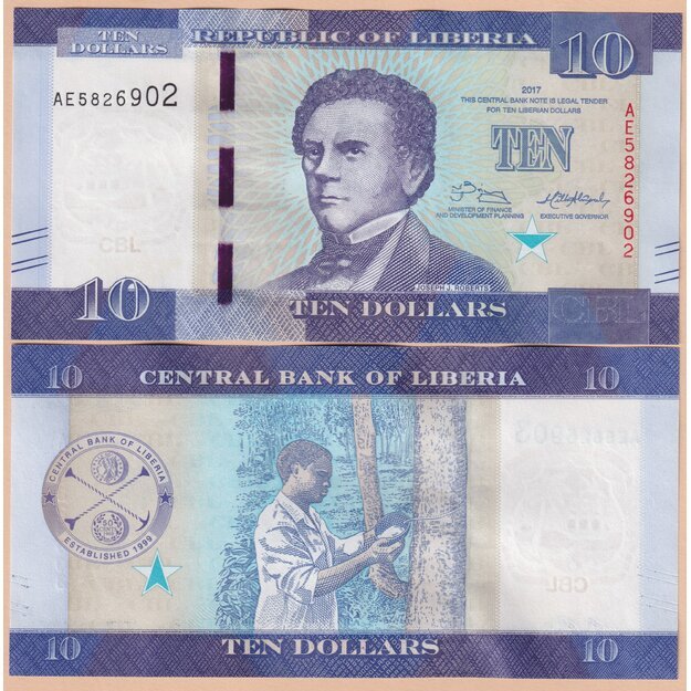 Liberija 10 dolerių 2017 p#32b UNC
