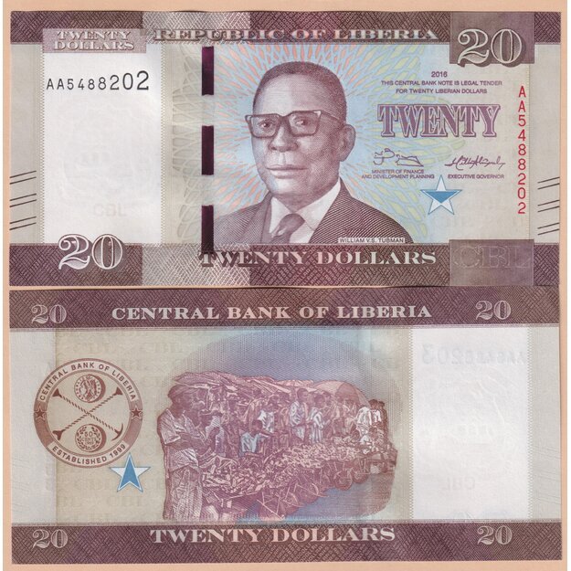 Liberija 20 dolerių  2016 p#33a UNC