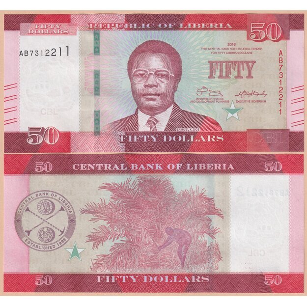 Liberija 50 dolerių  2016 p#34a UNC