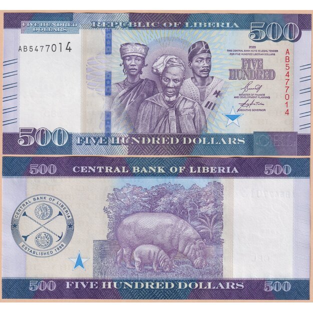 Liberija 500 dolerių  2020 p#36 UNC