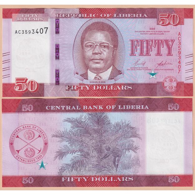 Liberija 50 dolerių  2022 p#W40 UNC