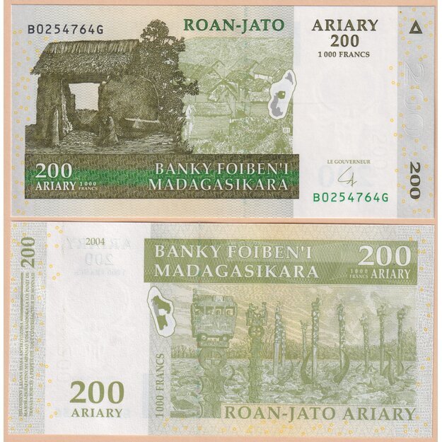 Madagaskaras 200 ariarių (1000 frankų) 2004 p#87b UNC