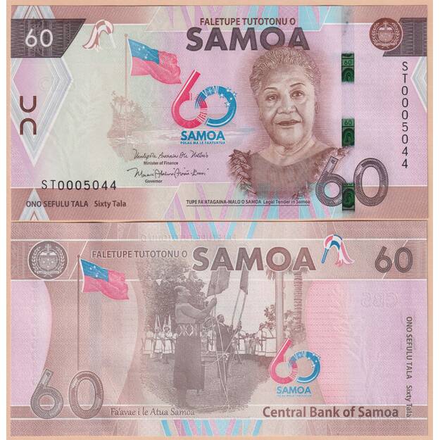 Samoa 60 talų 2023 p#W46 60-sios nepriklausomybės metinės UNC