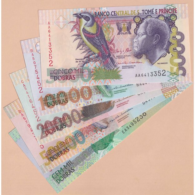 San Tomė ir Prinsipė 5 banknotų 1996-2013 rinkinys p#65-69 UNC
