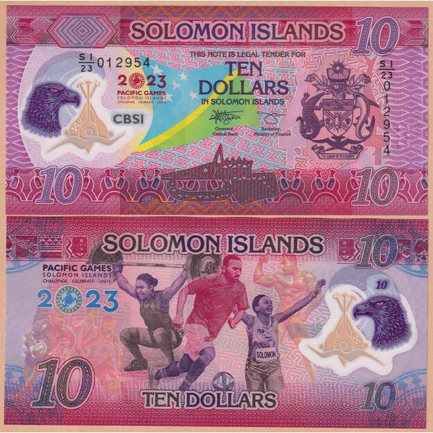 Saliamono Salos 10 dolerių 2023 p#W39 17-osios Ramiojo vandenyno žaidynės UNC