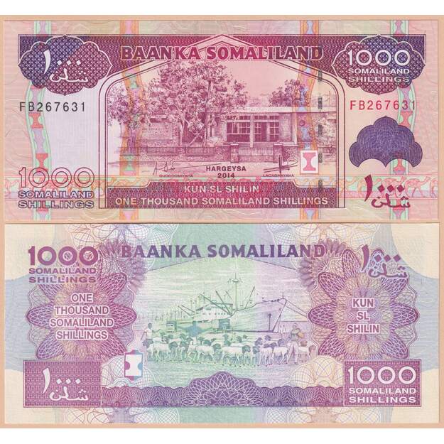 Somalilandas 1000 šilingų 2014 p#20c UNC