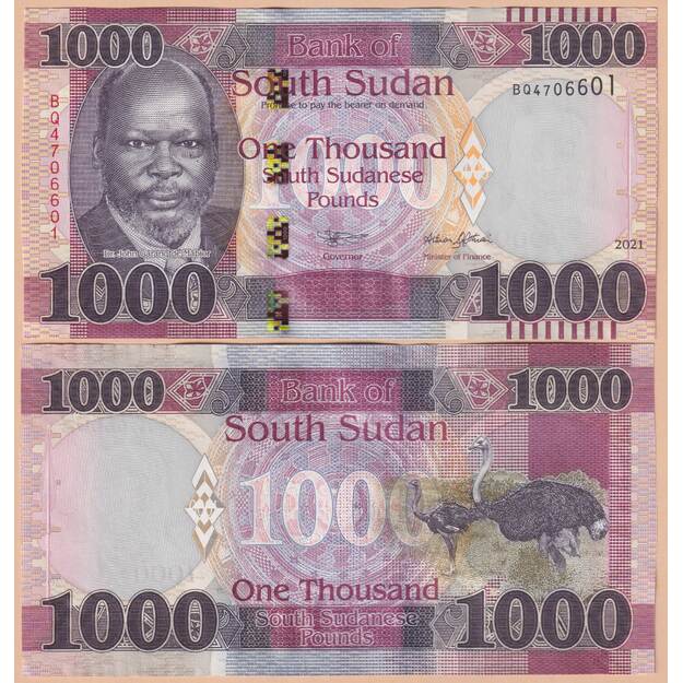 Pietų Sudanas 1000 svarų  2021 p#W17 UNC