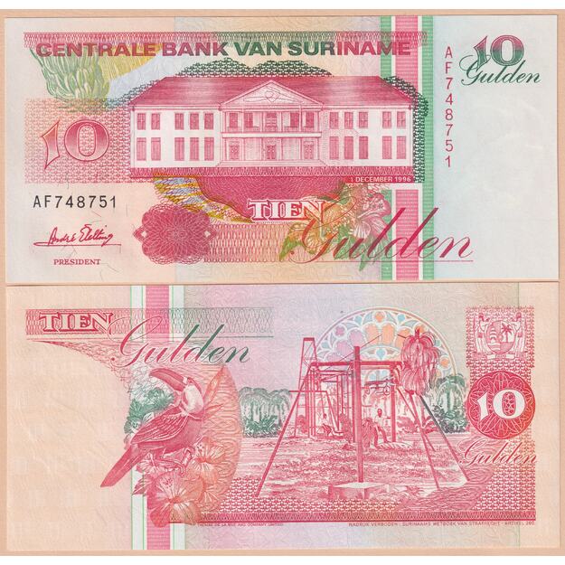 Surinamas 10 guldenų 1996 p#137b UNC