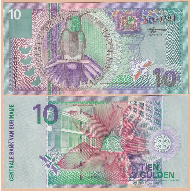 Surinamas 10 guldenų 2000 p#147 UNC