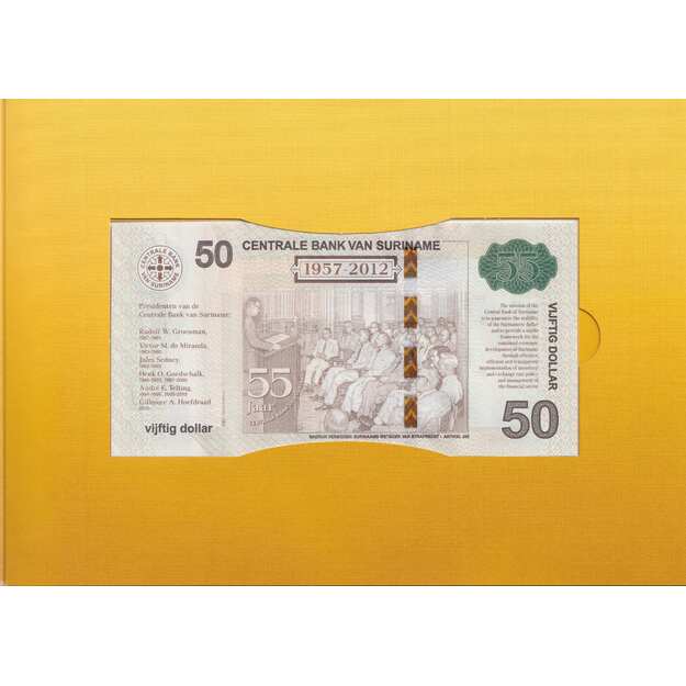 Surinamas 50 guldenų 2012 p#167 55 metai centriniam bankui UNC