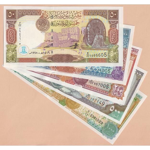Sirija 5 banknotų 1997-1998 rinkinys p#107-p#111 UNC